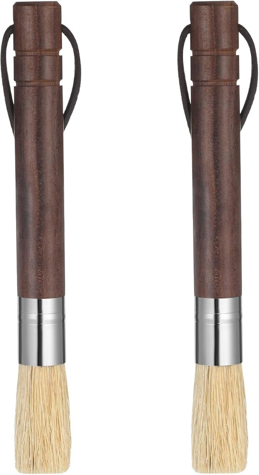 2 PCS Coffee Grinder Brush, 7" Espresso Machine Brush Cleaner Tool with Wooden Handle and Natural Boar Bristles for Barista Home Kitchen Brista Cleaning Dusting Accessories
