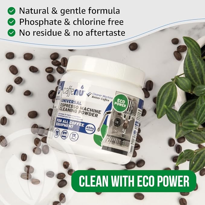 Caffenu Coffee Machine Cleaner Powder 450G - Espresso Machine Cleaner for Group Head - Commercial Machine Cleaning Formula - Complete Your Barista Accessories Collection