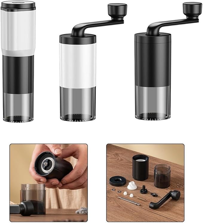 Adjustable electric portable coffee grinder for coffee beans and spices, compact and lightweight for fresh For grinding anywhere, anytime (white)