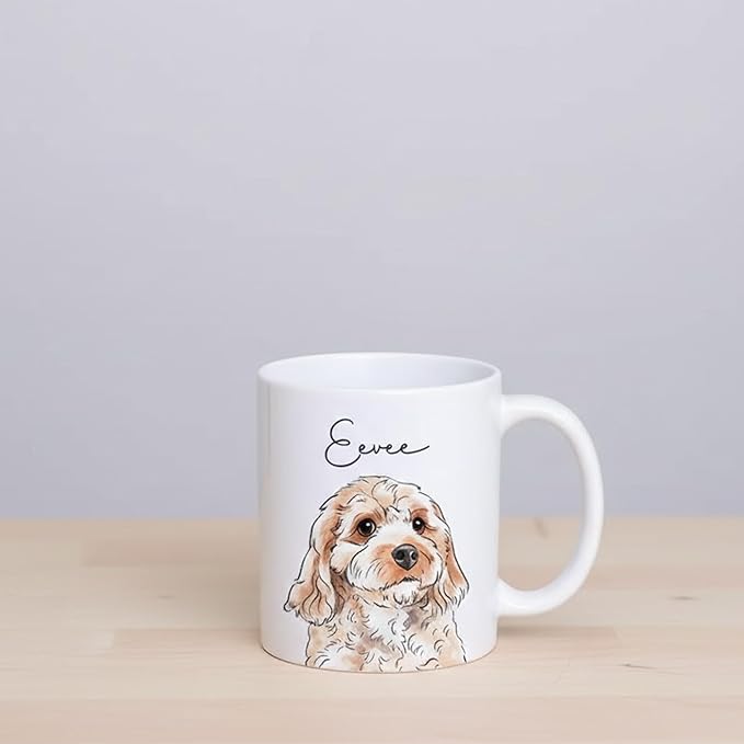 Custom Mug Using Dog Photo + Name, Custom Drinking Cup with Customize Photo, Personalized Printed Pet Picture on Mugs, Dog Mom Gifts, Personalized Cat Dad Mug