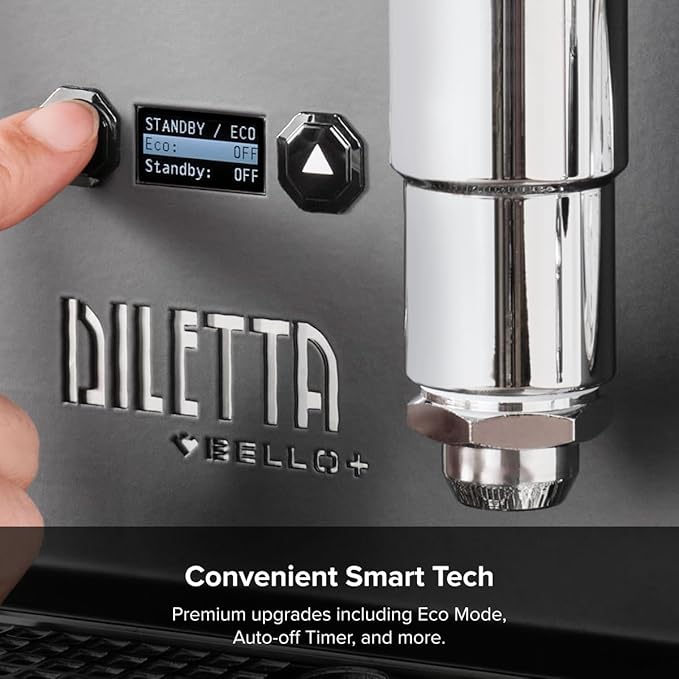 Diletta Bello+ Espresso Machine and Eureka Mignon Specialita Grinder Bundle (Black)