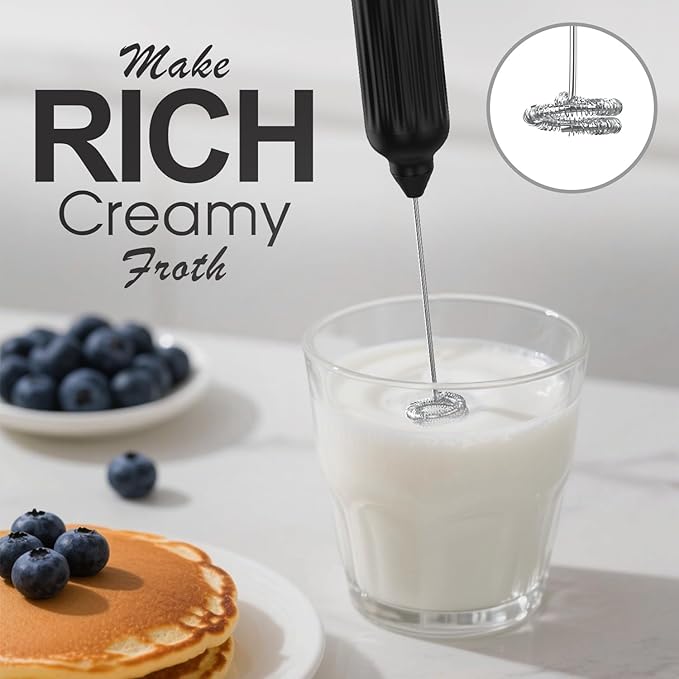 Mulli Milk Frother for Coffee with Rechargeable and Stand Set,Handheld Frother Electric Whisk, Milk Foamer, Mini Mixer and Coffee Blender Frother for Frappe, Latte, Matcha