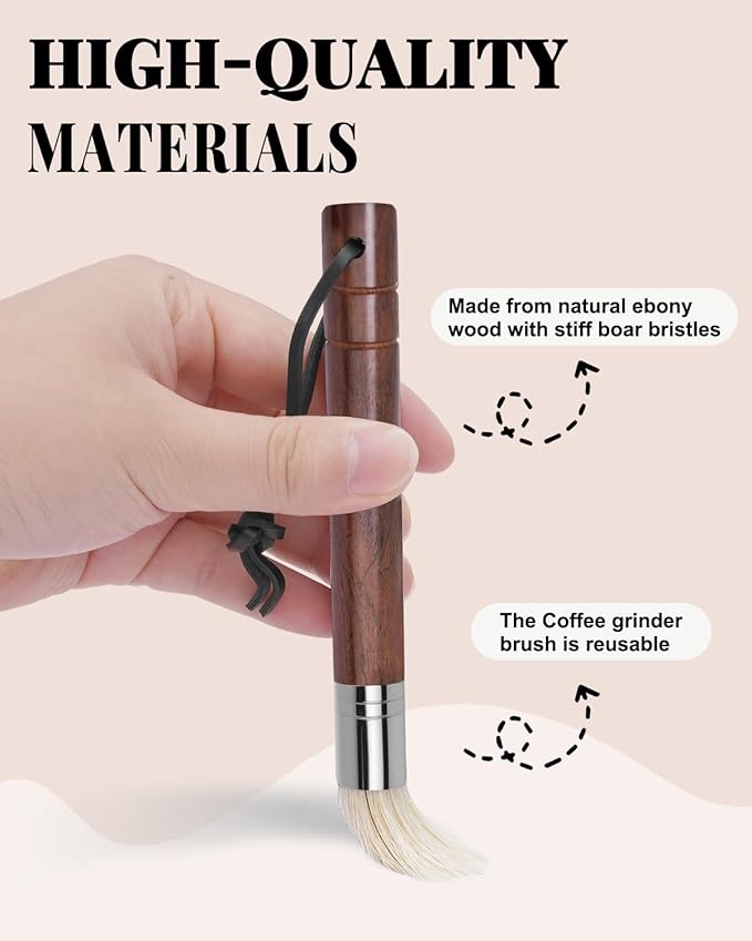 PROKITCHEN 3 Pcs Portafilter Espresso Kit – Ebony Bristle Coffee Brush, Coffee Grinder Brush & Air Blower – Espresso Tool Kit for Machine, Grinder, Countertop