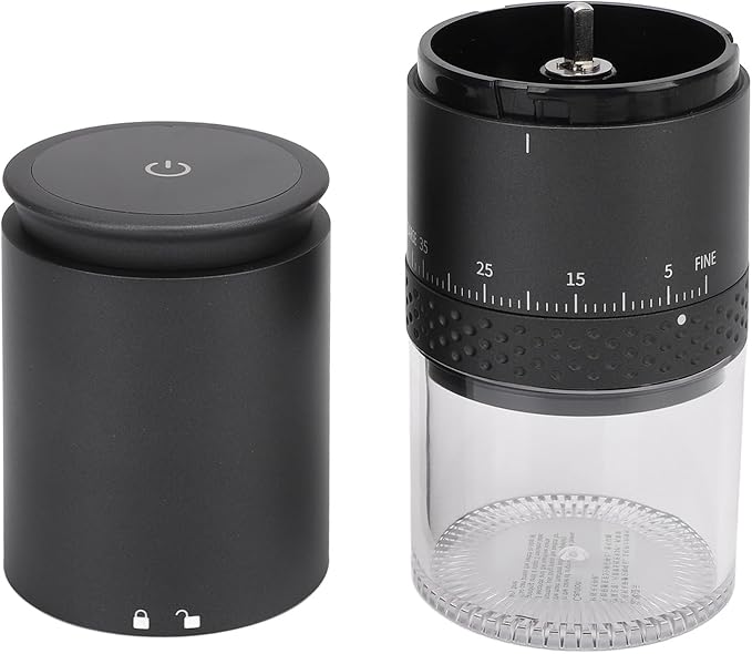 Coffee Bean Grinder, USB Quick Charging Coffee Grounder Removable Chamber for Travel (Black)