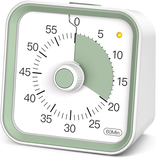 InfPokid Visual Timer for Kids with Pause Function, 60 Minute Countdown Timer for Kids Desk Study, Teaching, Kitchen Cooking, Office Meetings, Time Management for ADHD (White)