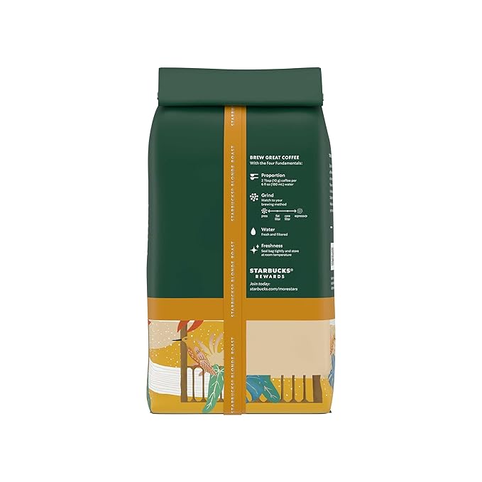 Starbucks Whole Coffee Beans, Starbucks Blonde Roast Hot or Iced Coffee, Veranda Blend, Six 12 oz Bags