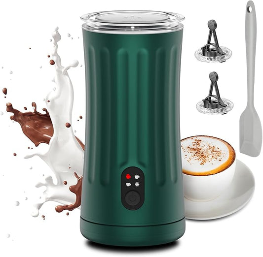 Ovetedot Milk Frother, Upgraded 4-in-1 Milk Frother and Steamer, Hot and Cold Foam Maker and Milk Warmer with Temperature Control & Auto Shut-Off, Frother for Coffee, Latte, Cappuccino, Matcha(Green)