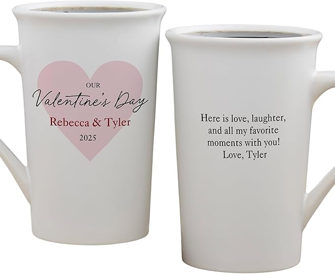 Personalization Universe Our First Valentine's Day Personalized Latte Mug 16 oz.