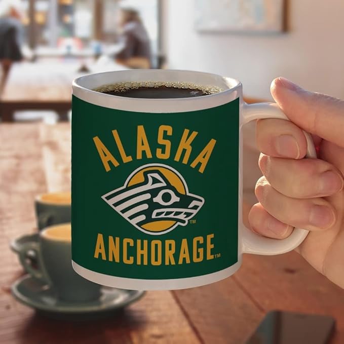 University of Alaska Anchorage Seawolves Logo Ceramic Coffee Mug, Novelty Gift Mugs for Coffee, Tea and Hot Drinks, 11oz, White