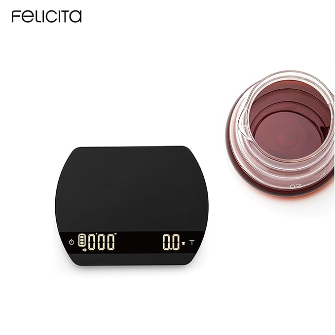 FELICITA ARC Coffee Scale, Electronic Espresso Scale and Pour-Over Coffee Scale with Timer, 0.1g Accurate, Water Flow Rate and Auto Timing Functions with 5 Working Modes