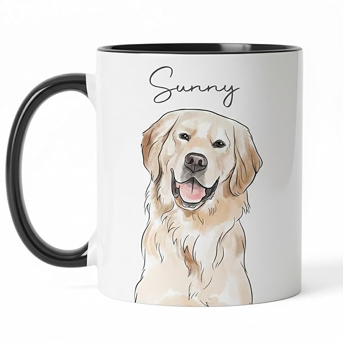 Custom Mug Using Dog Photo + Name, Custom Drinking Cup with Customize Photo, Personalized Printed Pet Picture on Mugs, Dog Mom Gifts, Personalized Cat Dad Mug