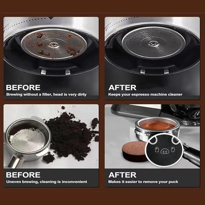 53mm Espresso Puck Screen, 0.2mm Ultra Thin Espresso Puck, Metal Reusable Coffee Filter for 54mm Espresso Portafilter Basket with Titanium PVD Coating - 316 Stainless Steel(Piggy)