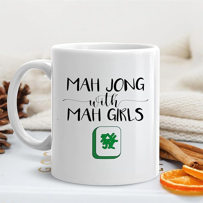 Mahjong Gifts Coffee Mug, Mah Jong Gifts for Women Players Lovers, Mahjong Tiles Accessories Ceramic Coffee Tea Cup Mug 11oz