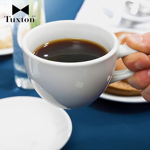 Tuxton China ALF-0752 Cup, 8 oz., 3-3/4" Diameter x 2-1/2"H, Microwave and Dishwasher Safe, Oven Proof, Fully Vitrified, TuxCare, Healthcare, Alaska/Colorado, Porcelain White, Pack of 36