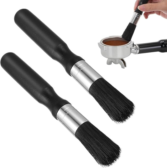 2 Pcs Coffee Grinder Cleaning Brush, Boar Bristle Espresso Brush Machine Cleaner with Wood Handle Barista Brushes Tool coffee Bar Accessories for Kitchen Portafilter Burr Maintenance