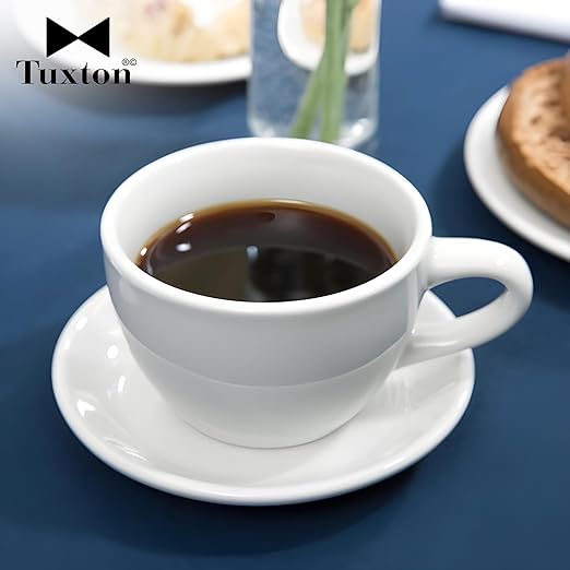 Tuxton China ALF-0752 Cup, 8 oz., 3-3/4" Diameter x 2-1/2"H, Microwave and Dishwasher Safe, Oven Proof, Fully Vitrified, TuxCare, Healthcare, Alaska/Colorado, Porcelain White, Pack of 36