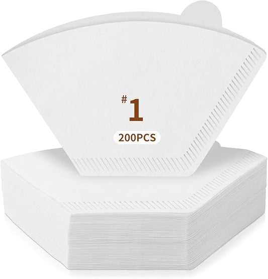 DTFMZOV 200 Count Coffee Filters #1, Disposable Coffee Filters, U Shape Coffee Paper Filter for Pour Over and Drip Coffee Maker, Suitable for Home Coffee Shop (1-2 Cup)