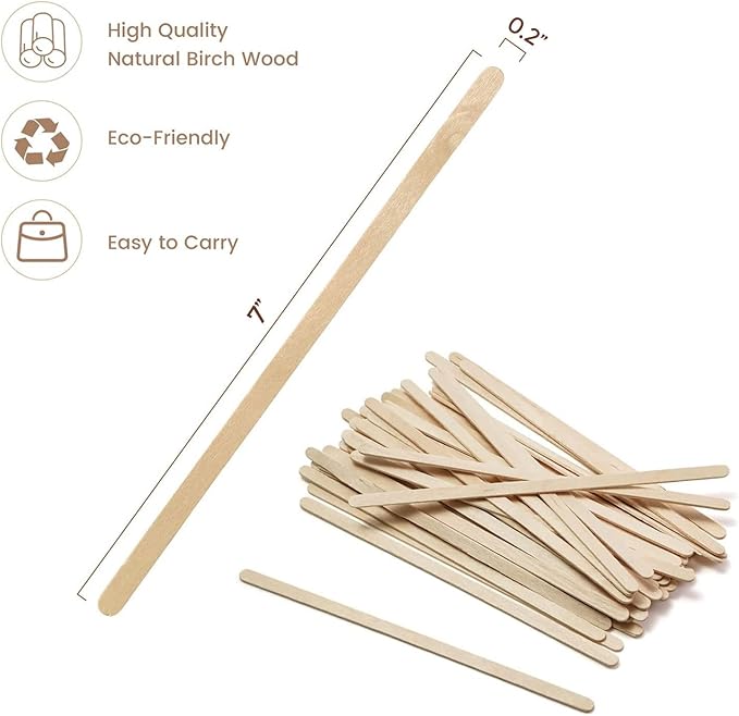 1000pc Wood Coffee Stir Sticks - Biodegradable 7" Wood Stirrers for Coffee, Disposable Wooden Stir Sticks for Coffee Bar, Wooden Coffee Stirrers, Round-end BPA free Coffee Sticks