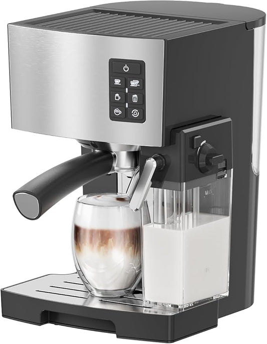 Cappuccino Coffee Machine - 20Bar Espresso Machine with Automatic Milk Frother, Espresso Maker in Stainless Steel Design,1250W Coffee Maker for Home, Office