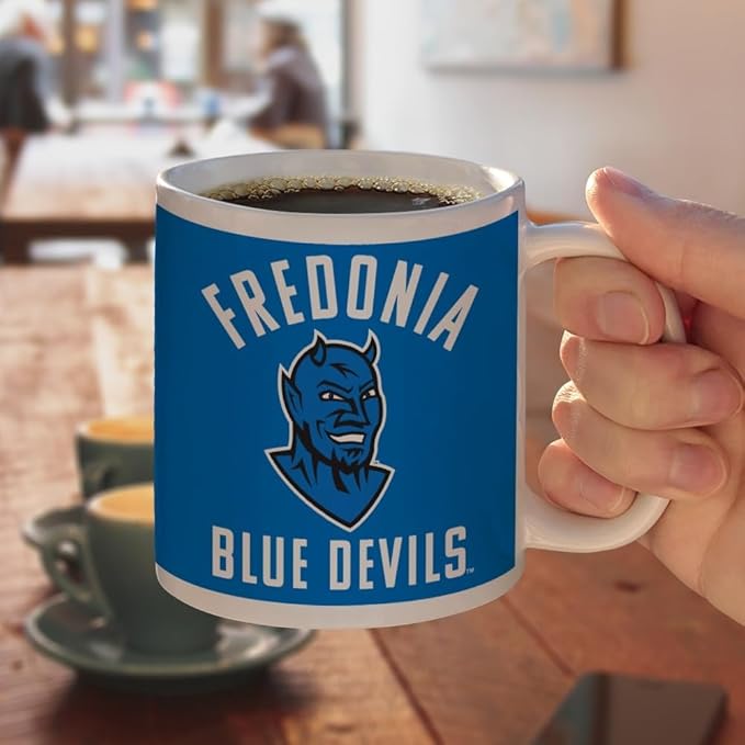 Fredonia State University Blue Devils Logo Ceramic Coffee Mug, Novelty Gift Mugs for Coffee, Tea and Hot Drinks, 11oz, White