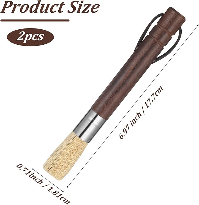 2 PCS Coffee Grinder Brush, 7" Espresso Machine Brush Cleaner Tool with Wooden Handle and Natural Boar Bristles for Barista Home Kitchen Brista Cleaning Dusting Accessories