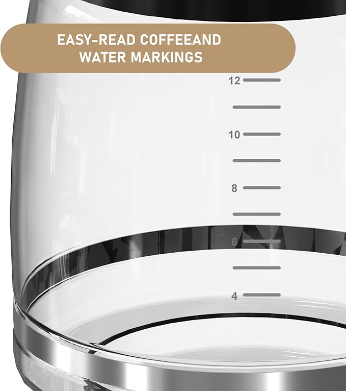12 Cup Coffee Maker Carafe Replacement Compatible with Cuisinart Coffee Maker DCC-1100BK, DCC-1200, DCC-2650, CHW-12, CHW-12P1, DGB-400, DGB-550BK, DGB-550BK1, DGB-625BC, DGB-700BC, SS-12 and SS-15