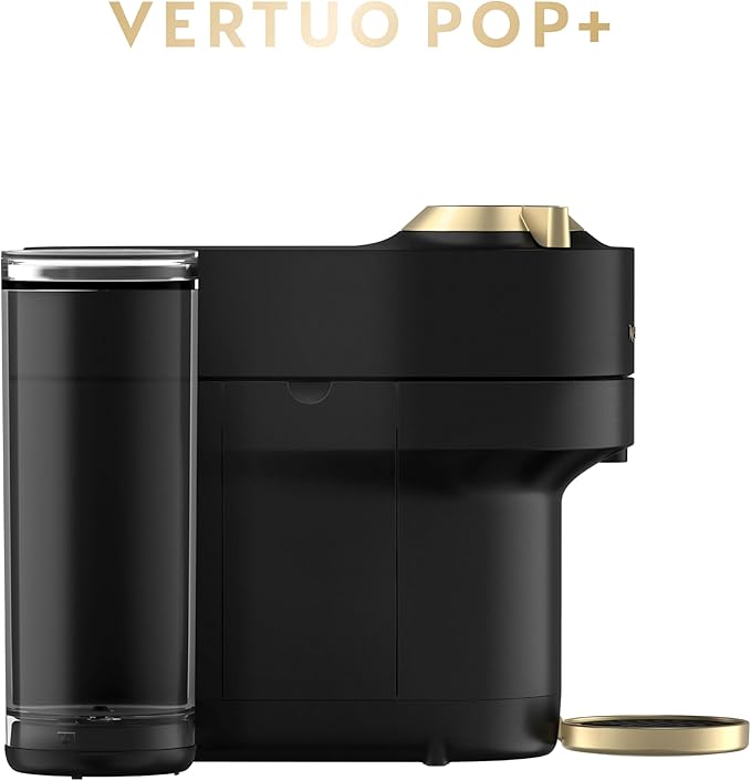 Nespresso Festive Vertuo Pop+ Coffee and Espresso Maker by Breville, Matte Black Gold
