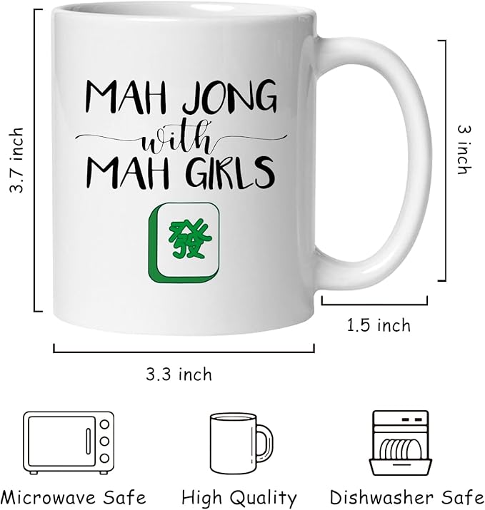 Mahjong Gifts Coffee Mug, Mah Jong Gifts for Women Players Lovers, Mahjong Tiles Accessories Ceramic Coffee Tea Cup Mug 11oz