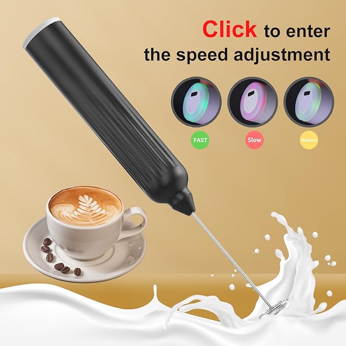 Mulli Milk Frother for Coffee with Rechargeable and Stand Set,Handheld Frother Electric Whisk, Milk Foamer, Mini Mixer and Coffee Blender Frother for Frappe, Latte, Matcha
