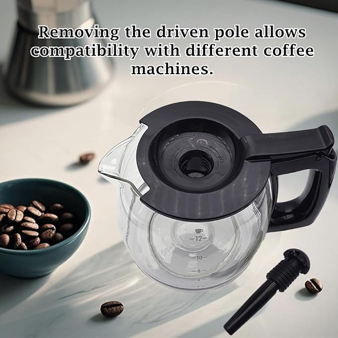 12 Cup Coffee Carafe Replacement, Compatible with Mr. Coffee Compatible Black&Decker Coffee Maker With Heads Three Different Heights, Universal Carafe Coffee Maker Pot Accessory, Black