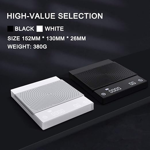 TIMEMORE Coffee Gram Scale, Hand Drip,Espresso Coffee Scale,Weigh Digital Coffee Scale with Timer,2000 Grams(White)