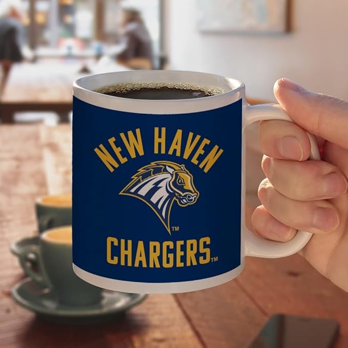 New Haven Charger Ceramic Coffee Mug, Novelty Gift Mugs for Coffee, Tea and Hot Drinks, 11oz, White