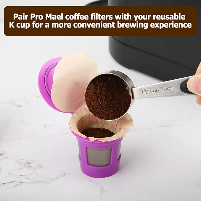 Pro Mael Disposable K Cup Coffee Filters with Lid, Coffee Filter Paper for Keurig Brewers Single Serve 1.0 and 2.0, Use with Resusable K Cup Pods, White (200 Count)