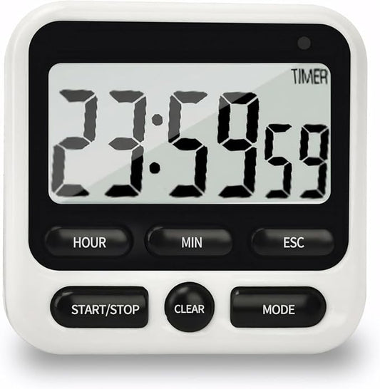 NKOVE Digital Kitchen Timer 24 Hour Clock and Alarm Function with Silent or Alarm Manual Switching Count UP or Down and Memory Function for Cooking, Baking, Meeting