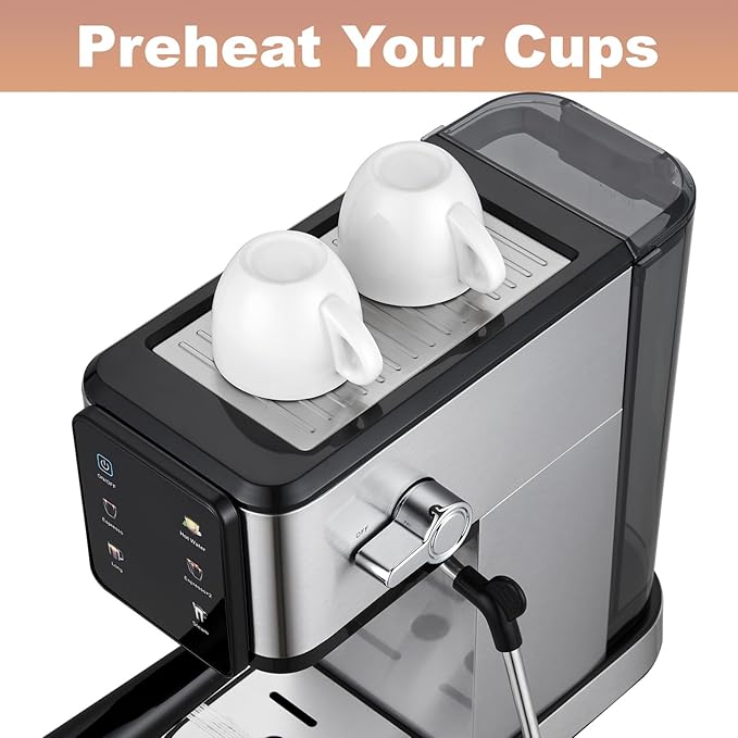20 Bar Machine, Dual Boiler Coffee Maker Featuring Touch Control, Compact Espresso Maker for Home Use, Milk Frother Wand for Cappuccinos And Lattes (Sliver)
