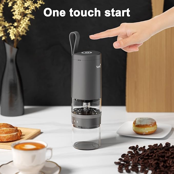 Coffee Grinder, Electric Portable Coffee bean Grinder, Adjustable Burr Mill with 5 Precise Grind Setting for Drip Espresso PourOver and More (Grey)