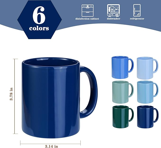 SZNIUSHAO Multi-Coloured Ceramic Mugs Set of 6-11.2 oz / 330ml -Coffee Mugs-Cappuccino-Tea Cups- Hot Chocolate Cups (Cool Color, Large)