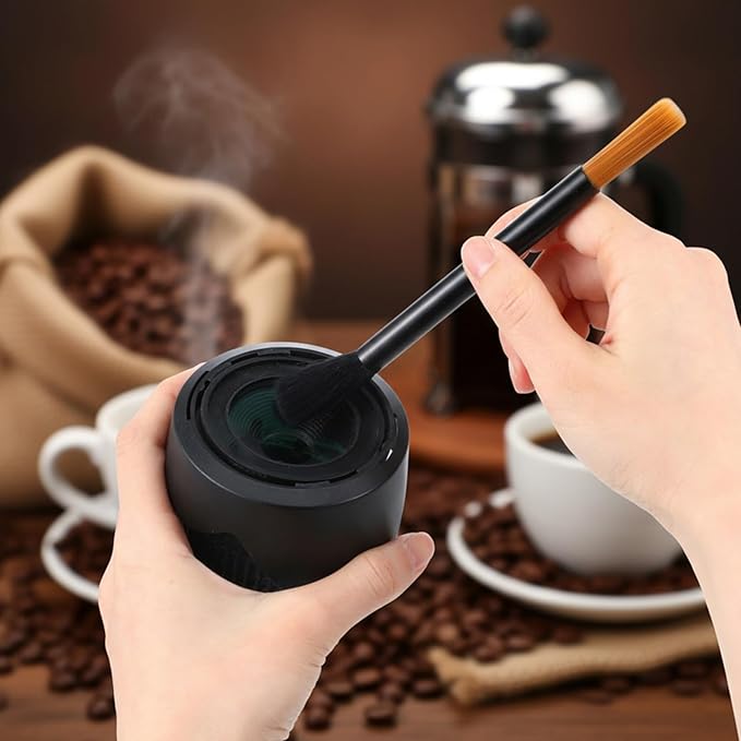 Double Head Coffee Brush, Espresso Grinder Cleaning Brush, Barista Dusting Brushes with Nylon Bristles, Aluminum Handle Grinder Cleaner Tool for Home Kitchen Coffee Machine Toaster Clean