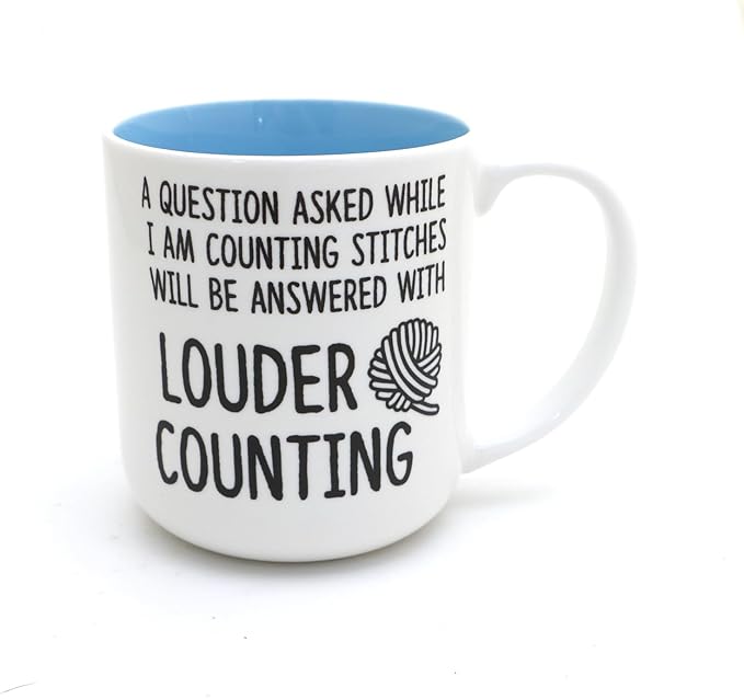 Counting Stitches Mug, Knitting and Crochet Mug, Ceramic - Lennymud by Lorrie Veasey