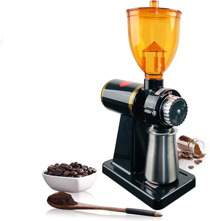 Commercial Coffee Grinder for Home Office, Electric Automatic Burr Mill Coffee Grinder Espresso with 8 Precise Grind Settings,250G Capacity Coffee Bean Grinding Tool with Grinding+Hopper