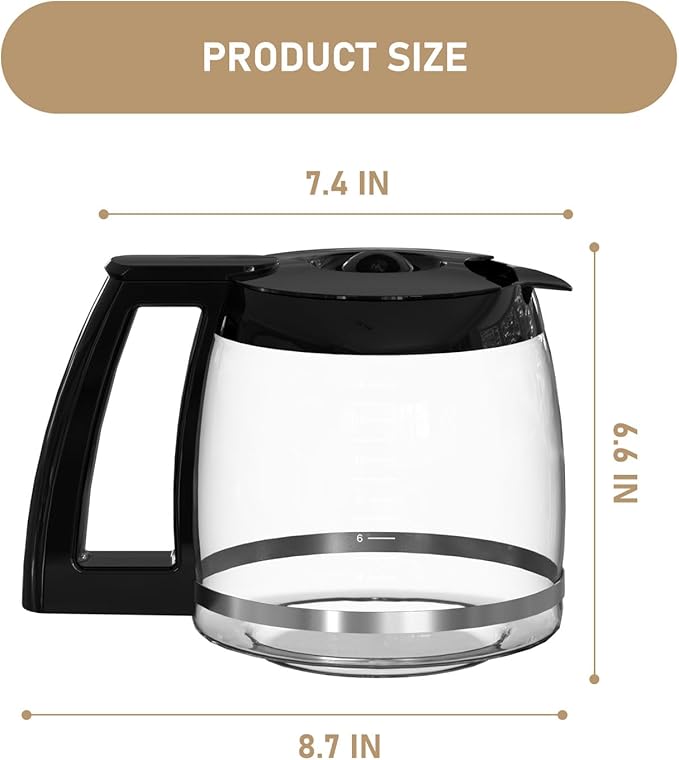 14-Cups Coffee Carafe Replacement Pot Compatible with Cuisinart Coffee Machine DCC-2200RC, DCC-2200, DCC-3200, DCC-3200P1, DCC-3200FR, DCC-3200CPAMZ, DCC-2600, DCC-2800,DCC-1800FR, CBC-7400 CBC-7000PC