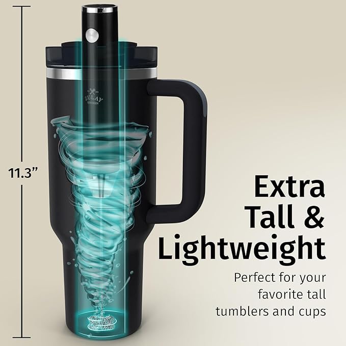 Zulay Kitchen Rechargeable Milk Frother Handheld - Lux 4 Whisks, Powerful 2-Speed Motor, Waterproof, 2000mAh Battery - Drink Mixer for Latte, Cappuccino, Matcha & Protein Powder - Jet Black Copper
