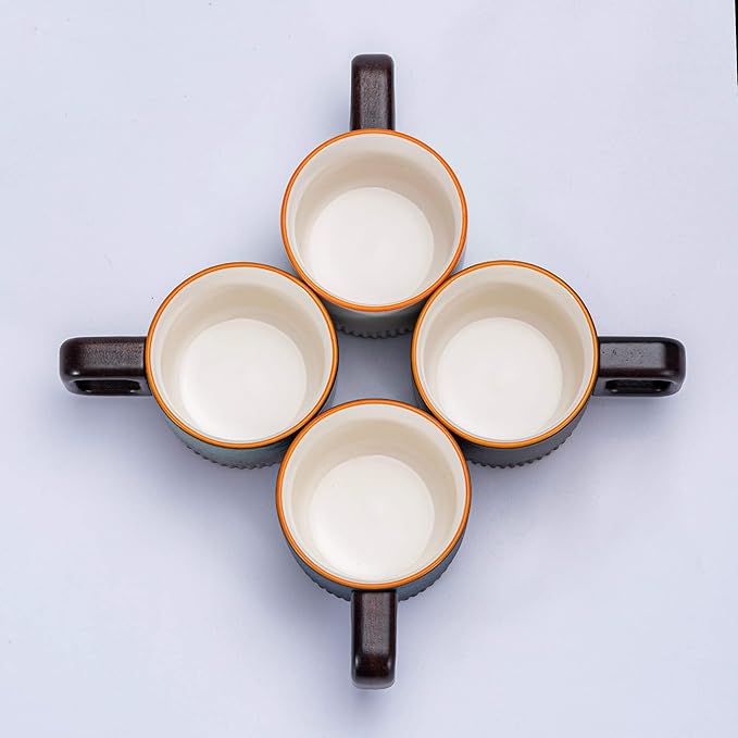 Espresso Cups Set of 2, 2 oz Ceramic Espresso Cups, Demitasse Cups for Tea or Coffee (Red)
