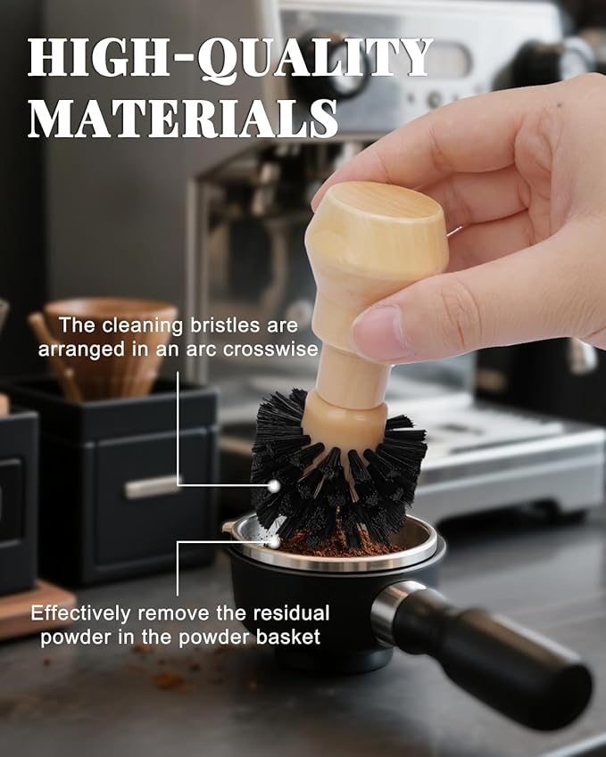 PROKITCHEN 3 Pcs Portafilter Espresso Kit – Ebony Bristle Coffee Brush, Coffee Grinder Brush & Air Blower – Espresso Tool Kit for Machine, Grinder, Countertop