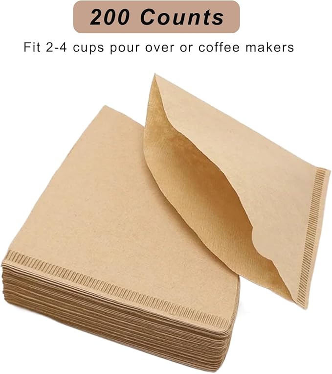 Adove Coffee Filter, Size 02 Cone Coffee Filters Disposable, 200 Count Unbleached Natural Paper Filters 2-4 Cup, 2 Cone For Pour Over and Drip Coffee Maker (200)