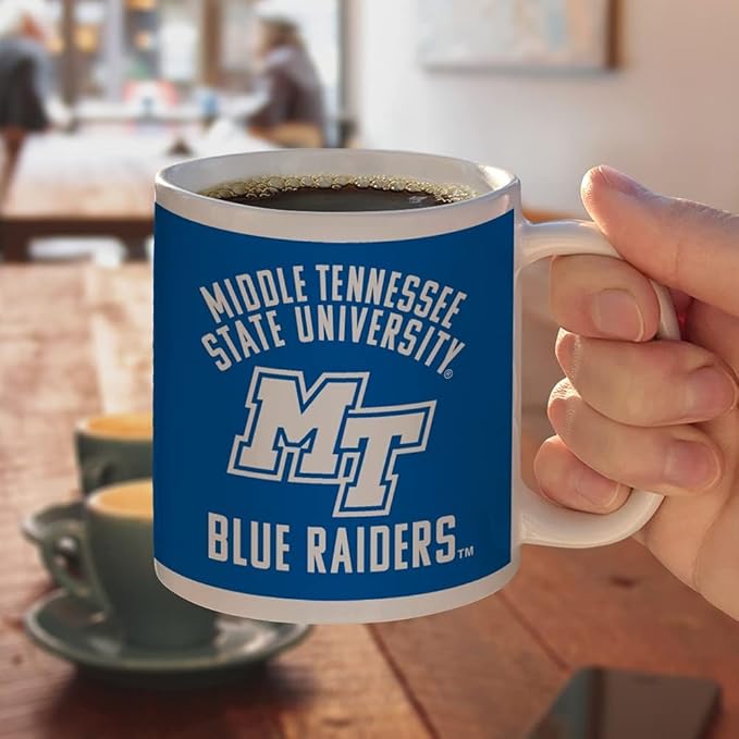 Middle Tennessee State Blue Raiders Ceramic Coffee Mug, Novelty Gift Mugs for Coffee, Tea and Hot Drinks, 11oz, White