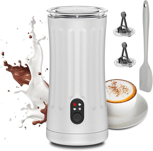 Ovetedot Milk Frother, Upgraded 4-in-1 Milk Frother and Steamer, Hot and Cold Foam Maker and Milk Warmer with Temperature Control & Auto Shut-Off, Frother for Coffee, Latte, Cappuccino, Matcha(Pearl)