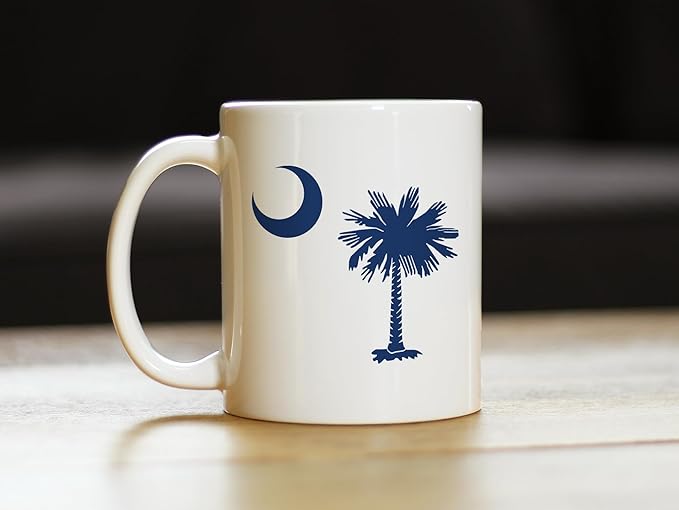 Bevvee South Carolina Flag Coffee Mug - State Themed Drinking Decor and Gifts for South Carolinians - 11oz White Ceramic Mug