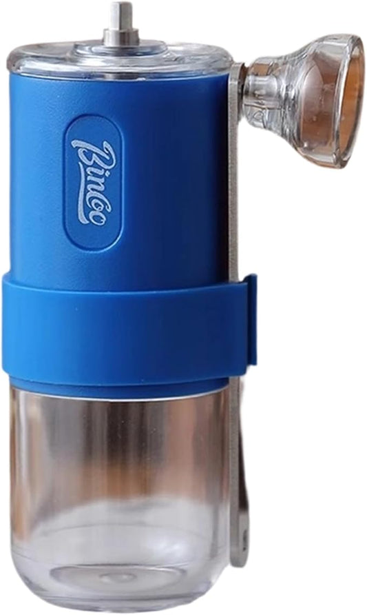 Manual Coffee Grinder, Portable Adjustable Bean Mill Small Hand-Cranked Coffee Grinding Tool for Home Travel (Dark blue)