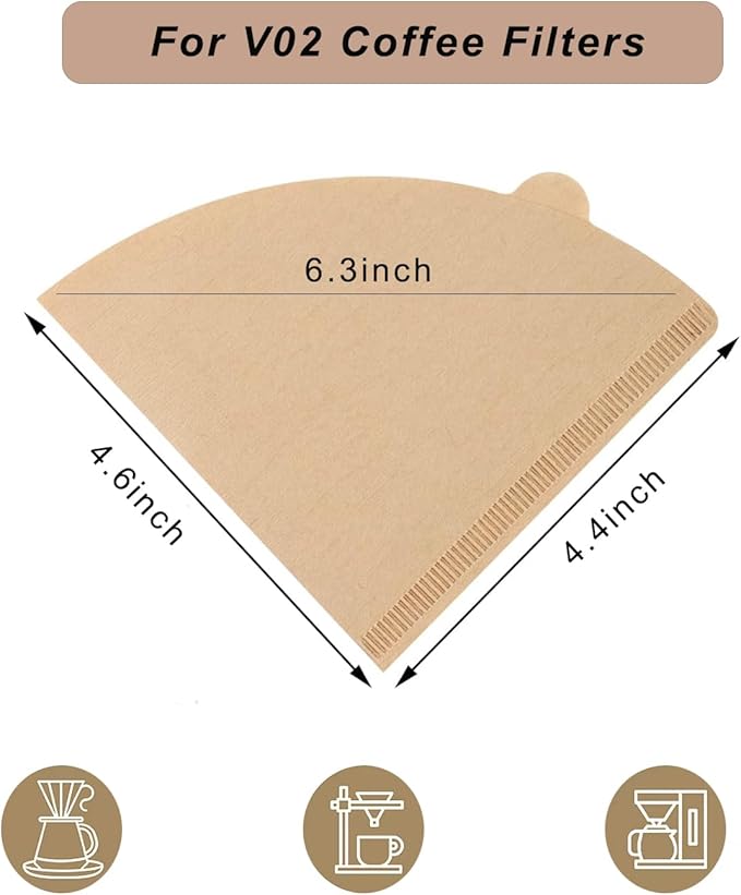 Adove Coffee Filter, Size 02 Cone Coffee Filters Disposable, 100 Count Unbleached Natural Paper Filters 2-4 Cup, 2 Cone For Pour Over and Drip Coffee Maker(100)